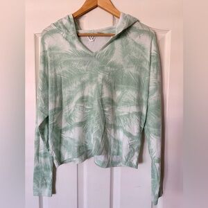 Roxy Mint Green and White Palm Tree pattern Hooded Sweatshirt